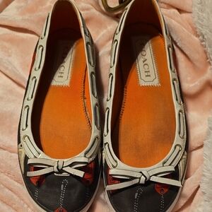 Coach Women's Brown and White Flats